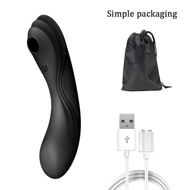 Satisfyer Curvy Trinity 4 ของเล่นสำหรับสตรี 18+ G-Spot Vibrator 3in1 Clit ดูด Stimulator ซิลิโคนกันน้ำสีดำของเล่น