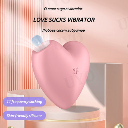 Satisfyer Cutie Love Heart Design เครื่องนวดพกพาขนาดเล็กสำหรับผู้หญิง วัสดุซิลิโคน ดูดกระตุ้นคลิตอริส