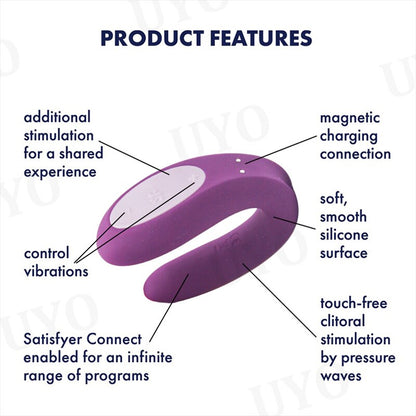 Satisfyer คู่ Joy App ควบคุม Vibrator ซิลิโคนของเล่นทางเพศสำหรับคู่รัก 10 โหมดการสั่นสะเทือน IPX7 กันน้ำสำหรับผู้หญิง UYO