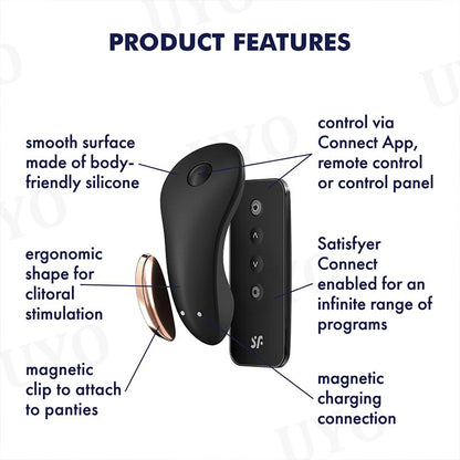 Satisfyer Little Secret เชื่อมต่อแอป แม่เหล็กสวมใส่ Vibrator รีโมตคอนโทรล Clitoral Stimulator คู่ Vibrators สำหรับผู้หญิง UYO