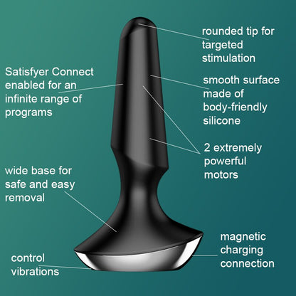 Satisfyer Plug-Ilicious 2 App รีโมทคอนโทรลนวดต่อมลูกหมาก Buttplug ของเล่นสำหรับชาย Vibrator ซิลิโคนวัสดุหญิง Anal Plug