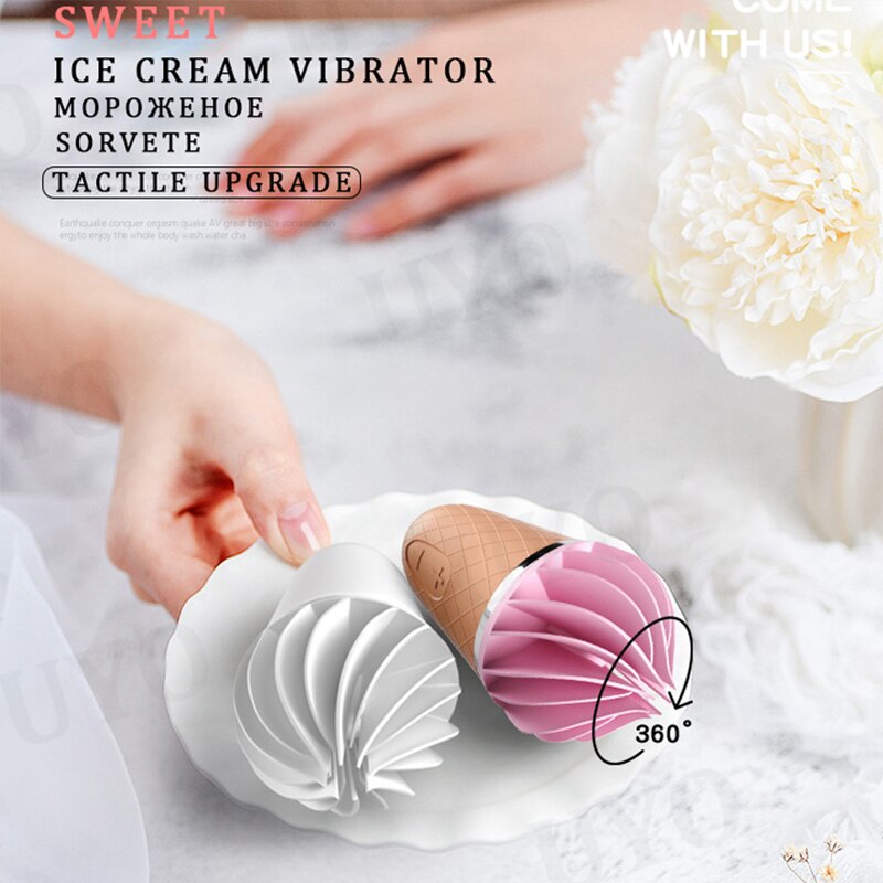 Germany Satisfyer Sweet Treat Ice Cream Cone Vibrator ของเล่นทางเพศสำหรับผู้หญิง ซิลิกาเจลนุ่มกระตุ้นคลิตอริส UYO Mini ของเล่นผู้ใหญ่