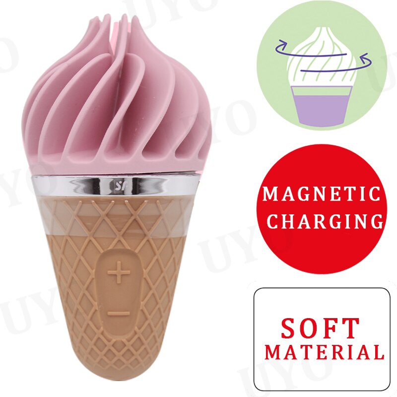 Germany Satisfyer Sweet Treat Ice Cream Cone Vibrator ของเล่นทางเพศสำหรับผู้หญิง ซิลิกาเจลนุ่มกระตุ้นคลิตอริส UYO Mini ของเล่นผู้ใหญ่