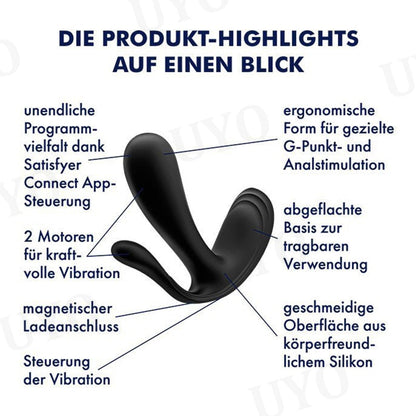 Satisfyer Top Secret + เครื่องสั่นซิลิโคนแบบสวม รีโมตแอปควบคุมสำหรับผู้หญิง เครื่องสั่นรูปตัว G เครื่องกระตุ้นคลิทอริส และปลั๊กเสียบทางทวารหนัก