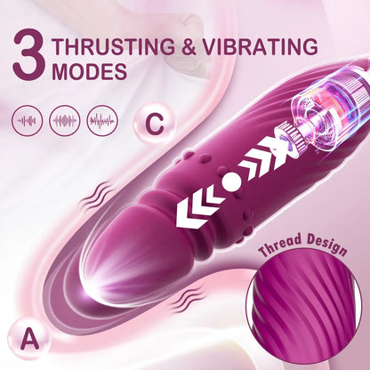 เครื่องนวดกระตุ้นแบบสั่นรูปดอกกุหลาบ 4-in-1 สำหรับผู้หญิง ดิลโด้แบบสั่นหัว G จุดกระตุ้นหัวนมและคลิตอริส ไข่สั่น ของเล่นทางเพศสำหรับผู้ใหญ่