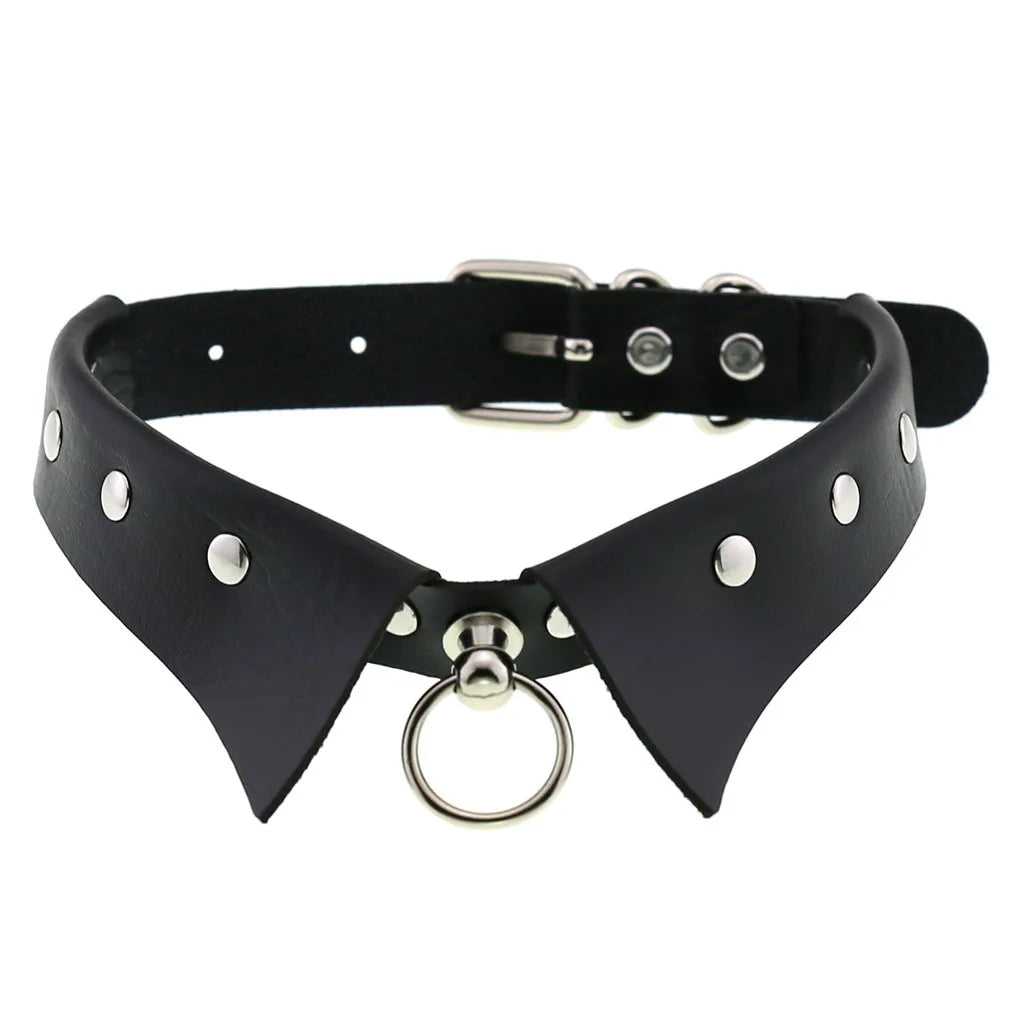 สร้อยคอโชกเกอร์ BDSM สไตล์พังค์สำหรับผู้ชาย สร้อยคอหนังสังเคราะห์โกธิค โซ่คาดตัวสำหรับผู้หญิง