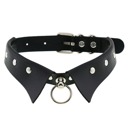 สร้อยคอโชกเกอร์ BDSM สไตล์พังค์สำหรับผู้ชาย สร้อยคอหนังสังเคราะห์โกธิค โซ่คาดตัวสำหรับผู้หญิง