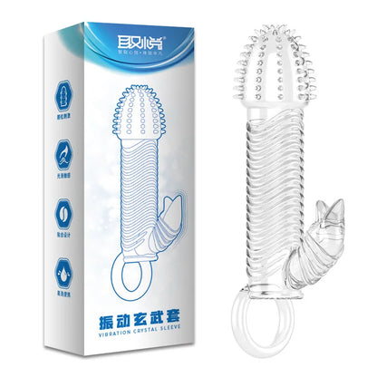 Silicone Penis Sleeves Reusable Condoms Cock Enlarger Penis Erection Sex Toy for Men Transparent Penis Enlargement Men Sex Toys