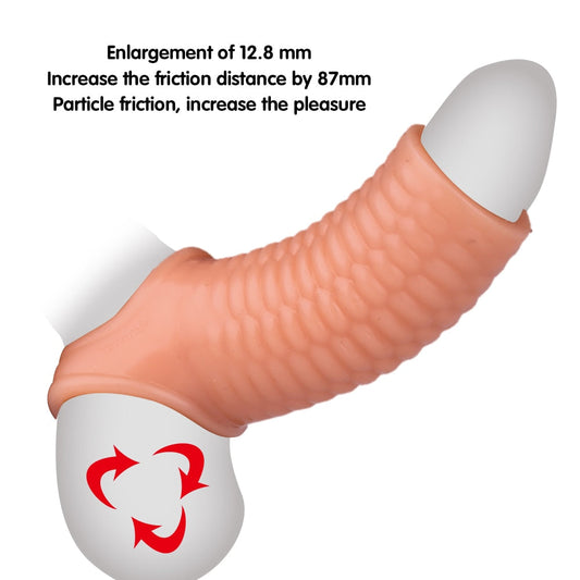 Silicone Reusable Penis Sleeve Flexible Glans Penis Enlarger Extender Delay Ejaculation Cock Ring Sleeve Adult Sex Toys for Men