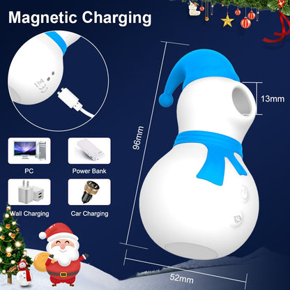 Snowman Clit Sucker Vibrator เซ็กซ์ทอยสำหรับผู้หญิงผู้ใหญ่18หัวนมคริสต์มาสหญิง Clitoris สูญญากาศกระตุ้นดูดช่องคลอด Oral