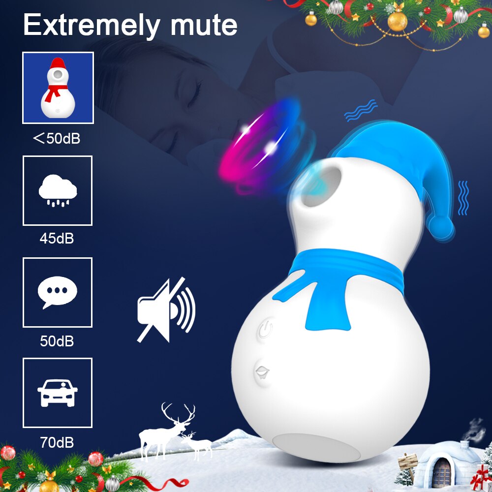 Snowman Clit Sucker Vibrator เซ็กซ์ทอยสำหรับผู้หญิงผู้ใหญ่18หัวนมคริสต์มาสหญิง Clitoris สูญญากาศกระตุ้นดูดช่องคลอด Oral