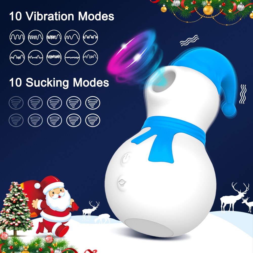 Snowman Clit Sucker Vibrator เซ็กซ์ทอยสำหรับผู้หญิงผู้ใหญ่18หัวนมคริสต์มาสหญิง Clitoris สูญญากาศกระตุ้นดูดช่องคลอด Oral