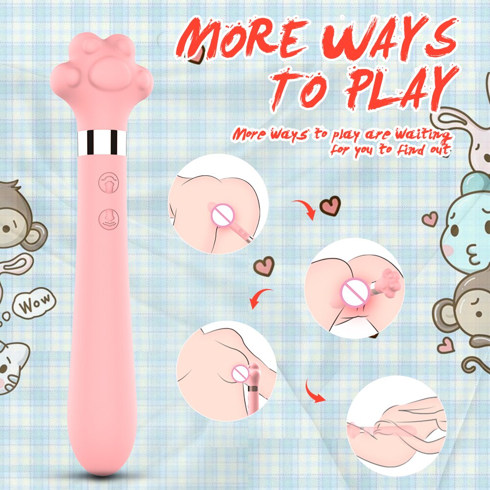 Soft น่ารัก Cat Claw Double Vibrator ซิลิโคนกันน้ำ Wand Masturbator ของเล่นทางเพศสำหรับหญิงช่องคลอด G-Spot Anal นวด Shop