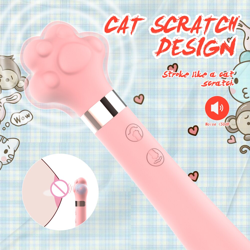 Soft น่ารัก Cat Claw Double Vibrator ซิลิโคนกันน้ำ Wand Masturbator ของเล่นทางเพศสำหรับหญิงช่องคลอด G-Spot Anal นวด Shop