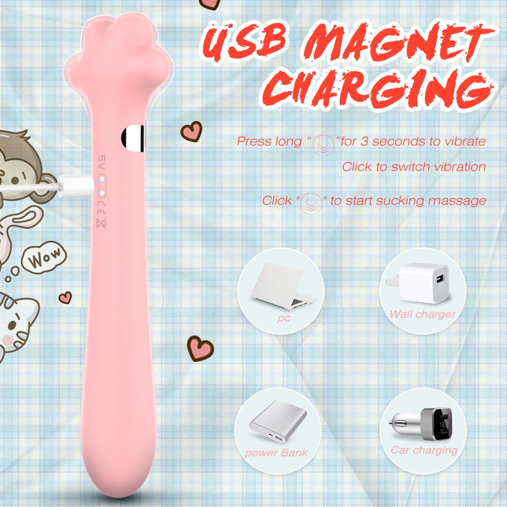 Soft น่ารัก Cat Claw Double Vibrator ซิลิโคนกันน้ำ Wand Masturbator ของเล่นทางเพศสำหรับหญิงช่องคลอด G-Spot Anal นวด Shop