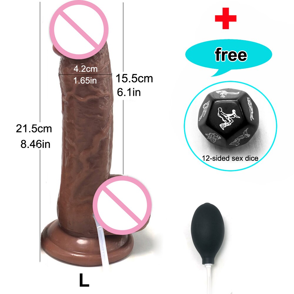 Realistic Squirting Dildo Ejaculating อวัยวะเพศชายสำหรับผู้เริ่มต้น. นุ่ม Dildo โค้งและลูกผู้หญิง G-Spot Anal Prostate