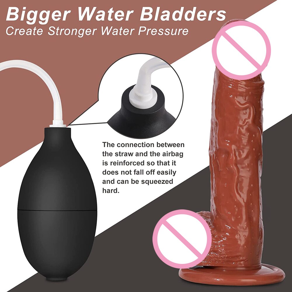 Realistic Squirting Dildo Ejaculating อวัยวะเพศชายสำหรับผู้เริ่มต้น. นุ่ม Dildo โค้งและลูกผู้หญิง G-Spot Anal Prostate