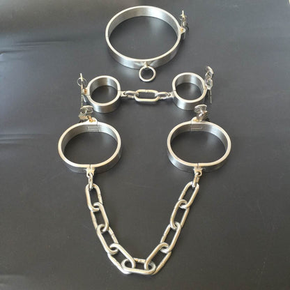 กุญแจมือข้อเท้าสเตนเลสสตีล โซ่ปลอกคอ กุญแจมือโซ่ BDSM สำหรับรัด สลักล็อคที่มองไม่เห็น อุปกรณ์ช่วยตัวเองทางเพศ