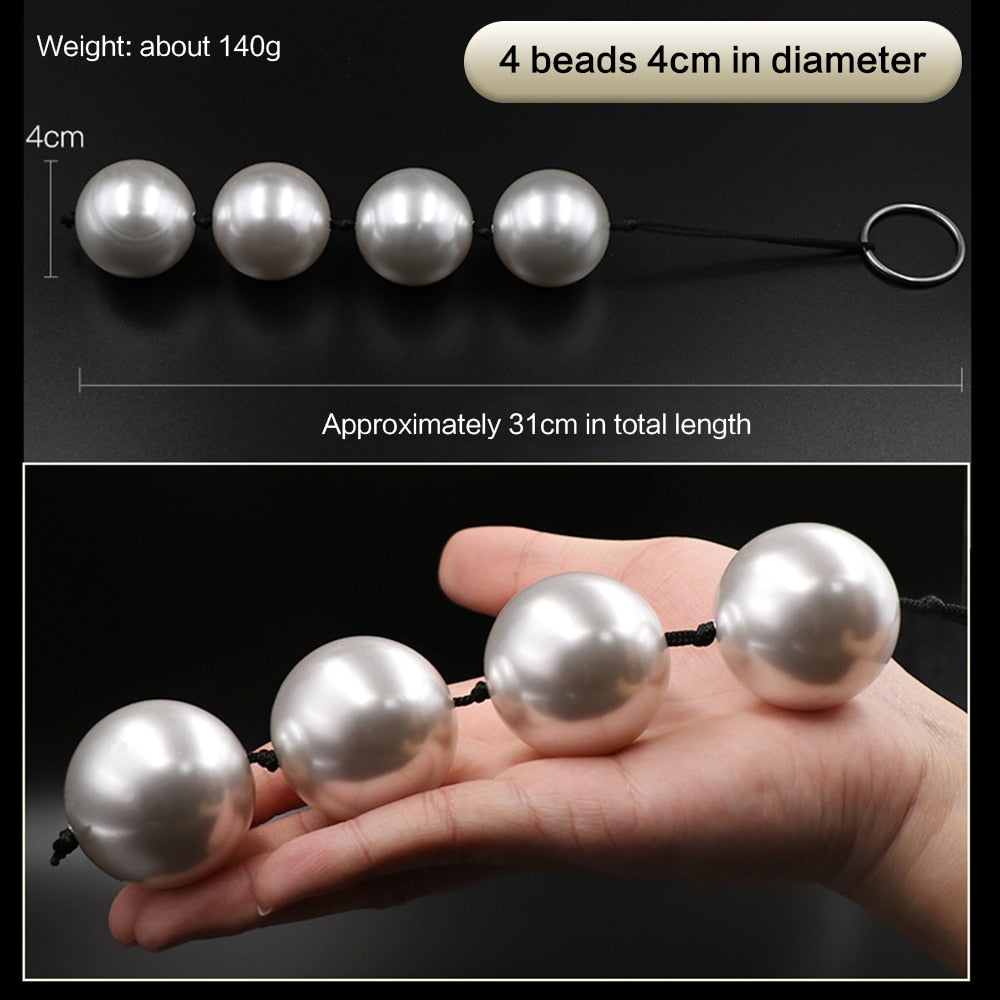 Super Large Pearl Anal Plugs ลูกปัดทวารยาว ปลั๊กทวาร ลูกบอลช่องคลอด ของเล่นผู้ใหญ่สำหรับผู้หญิง ผู้ชาย ที่ช่วยสำเร็จความใคร่ทางทวารหนัก แบบพกพา ที่ขยายทวารหนัก