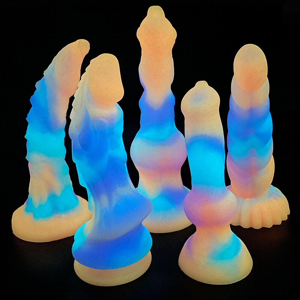 Super Soft Luminous อวัยวะเพศสุนัข Dildo ของเล่นสำหรับผู้ใหญ่สำหรับผู้หญิง Monster Dick ดูด Anal Toy ชายหญิง Masturbation