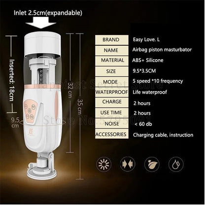 Automatic Telescopic Air Male Masturbator ช่องคลอดประดิษฐ์ Oral Anal Sex Masturbation เครื่องของเล่นเร้าอารมณ์สำหรับผู้ชาย