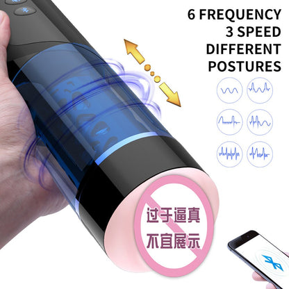 บลูทูธควบคุมอัตโนมัติ Telescopic หมุนลูกสูบชาย Masturbator คัพเซ็กซี่ Moans เสียงช่องคลอดจริง Pussy เซ็กซ์ทอยสำหรับ Man
