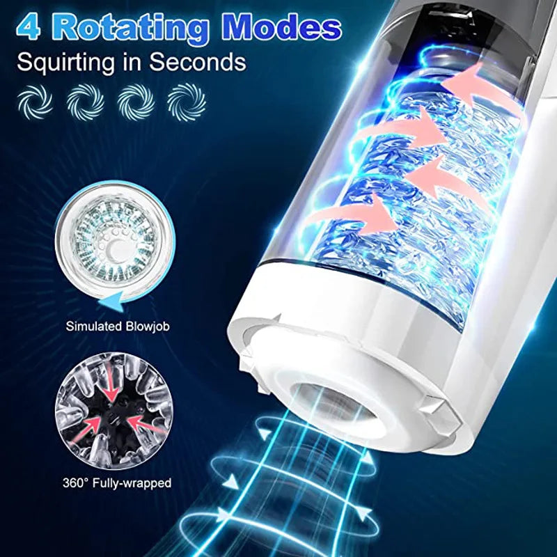Telescopic Rotating Male Masturbator Cup Adult Toy Men Voice Interaction Airplane Cup Silicone Vagina