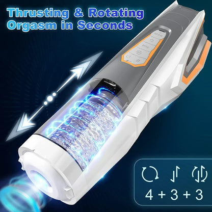Telescopic Rotating Male Masturbator Cup Adult Toy Men Voice Interaction Airplane Cup Silicone Vagina