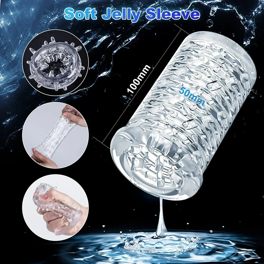 Telescopic Rotating Male Masturbator Cup Adult Toy Men Voice Interaction Airplane Cup Silicone Vagina