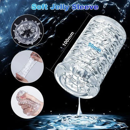 Telescopic Rotating Male Masturbator Cup Adult Toy Men Voice Interaction Airplane Cup Silicone Vagina