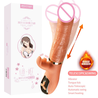 มือถือ Thrusting Dildo Vibrator สำหรับผู้หญิง Clit เลียของเล่นผู้ใหญ่ เครื่องช่องคลอดช่องคลอดเครื่องมือหญิง Masturbator