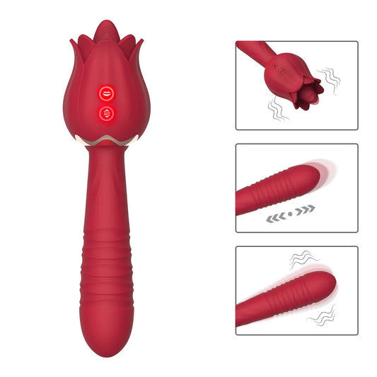 ไวเบรเตอร์ดิลโด้แบบสั่น Rose Sex Toy สำหรับผู้หญิง