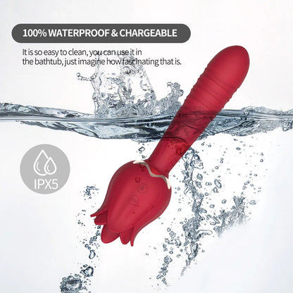 ไวเบรเตอร์ดิลโด้แบบสั่น Rose Sex Toy สำหรับผู้หญิง