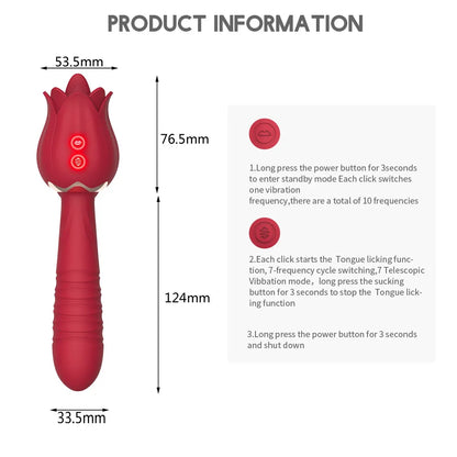 ไวเบรเตอร์ดิลโด้แบบสั่น Rose Sex Toy สำหรับผู้หญิง