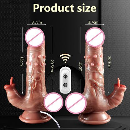 Thrusting Dildo จริง Vibrator ดูดถ้วย Telescopic ความร้อน Penis Vibrator หญิง Masturbator เซ็กซ์ทอยสำหรับสตรี