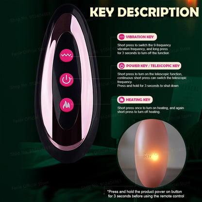 Thrusting Dildo Vibrators รีโมทควบคุมซิลิโคนแท้ สำหรับผู้หญิง Masturbator ช่องคลอดแบบยืดหดได้ อวัยวะเพศชายของเล่นทางเพศสำหรับผู้ใหญ่