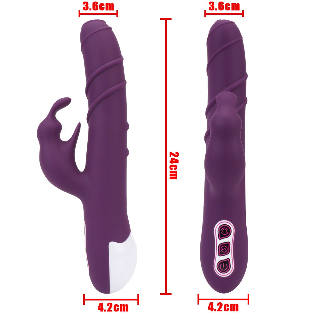 อุปกรณ์กระตุ้นคลิตอริสช่องคลอด G-Spot ดิ๊กสั่น ของเล่นทางเพศสำหรับผู้ใหญ่ มอเตอร์คู่ ของเล่นทางเพศสำหรับผู้หญิง เครื่องสั่นกระต่ายหมุนได้