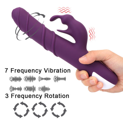 อุปกรณ์กระตุ้นคลิตอริสช่องคลอด G-Spot ดิ๊กสั่น ของเล่นทางเพศสำหรับผู้ใหญ่ มอเตอร์คู่ ของเล่นทางเพศสำหรับผู้หญิง เครื่องสั่นกระต่ายหมุนได้