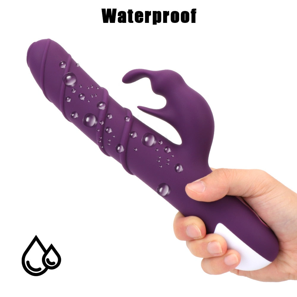 อุปกรณ์กระตุ้นคลิตอริสช่องคลอด G-Spot ดิ๊กสั่น ของเล่นทางเพศสำหรับผู้ใหญ่ มอเตอร์คู่ ของเล่นทางเพศสำหรับผู้หญิง เครื่องสั่นกระต่ายหมุนได้