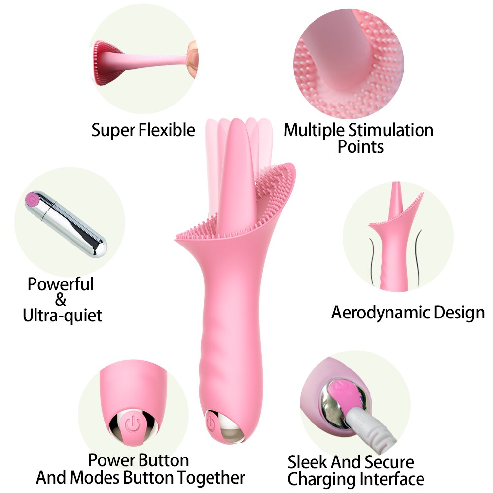เครื่องสั่นกระตุ้น G-spot และคลิตอริสสำหรับนวดช่องคลอด เลียคลิตอริส ของเล่นผู้ใหญ่ 10 โหมดสำหรับผู้หญิงเพื่อช่วยถึงจุดสุดยอด
