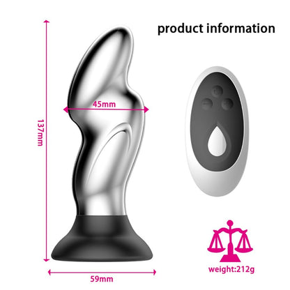 โลหะ Vibrator Anal เสียบของเล่นเพศสำหรับผู้ชาย Anal Massager สแตนเลส Butt Plug G-Spot Anus Stimulator Remote ช่องคลอด Vibrator