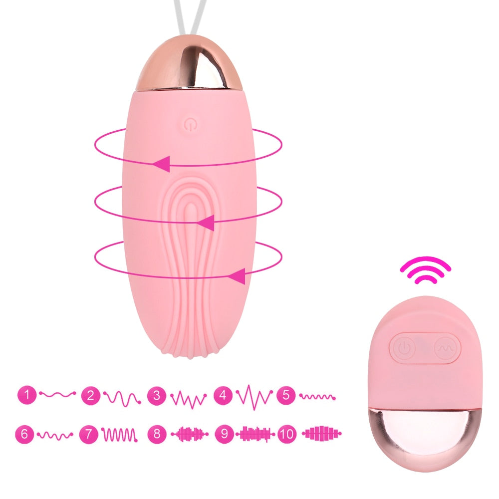 รีโมทคอนโทรลไร้สาย เครื่องนวดไข่สั่น 10 ระดับ ชาร์จ USB ของเล่นทางเพศสำหรับผู้หญิง กระตุ้นคลิตอริส จุด G เครื่องนวดช่องคลอด