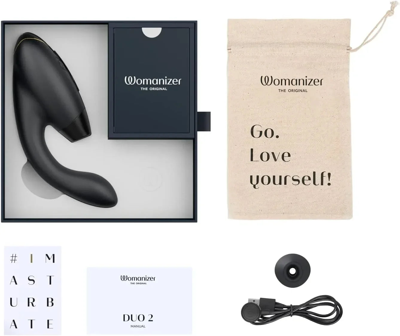 Womanizer Duo 10 โหมดการดูด & 14 ระดับความเข้มข้น อุปกรณ์กระตุ้นความรู้สึกทางเพศสำหรับกระตุ้นคลิตอริสและจุด G ชาร์จแม่เหล็ก IPX7