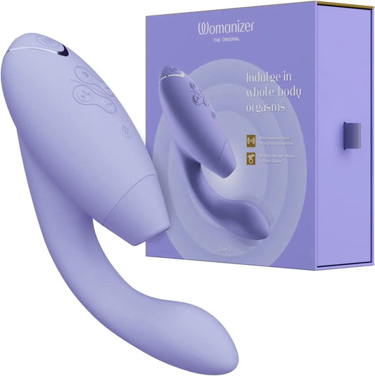 Womanizer Duo 10 โหมดการดูด & 14 ระดับความเข้มข้น อุปกรณ์กระตุ้นความรู้สึกทางเพศสำหรับกระตุ้นคลิตอริสและจุด G ชาร์จแม่เหล็ก IPX7