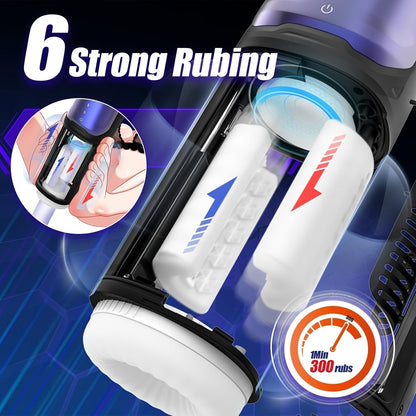 ของเล่นทางเพศสำหรับผู้ชาย - ของเล่นทางเพศสำหรับผู้ชายแบบถูและให้ความร้อนสำหรับกระตุ้นองคชาต ของเล่นผู้ใหญ่สำหรับผู้ชายพร้อม 6 โหมดถูไถดันเข้าออก & 9 โหมดสั่น & 2 โหมดทำความร้อน ช่องคลอดเทียมชายแบบพกพา